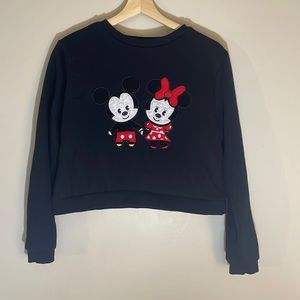 Disney Black Sweatshirt with Mickey and Minnie Design